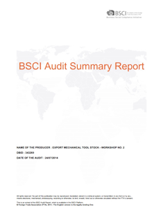 BSCI Audit Summary - Công Ty CP Dụng Cụ Cơ Khí Xuất Khẩu